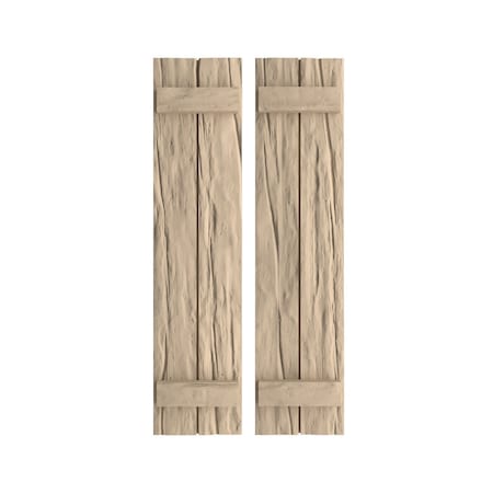 Rustic Two Board Joined Board-n-Batten Riverwood Faux Wood Shutters, 11W X 40H